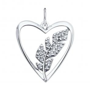 Серебряная подвеска SOKOLOV с фианитом 94033184-91 фото