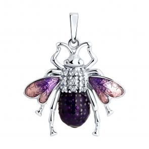 Серебряная подвеска SOKOLOV с фианитом и эмалью 94033194 фото