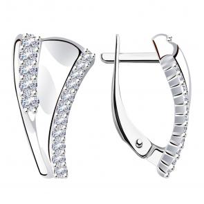 Серьги из белого золота AQUAMARINE с бриллиантом 940356 фото