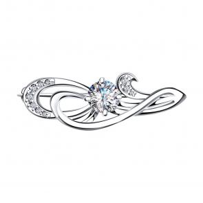 Серебряная брошь SOKOLOV с фианитом 94040001 фото