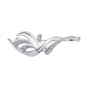 Серебряная брошь SOKOLOV с фианитом 94040060 фото
