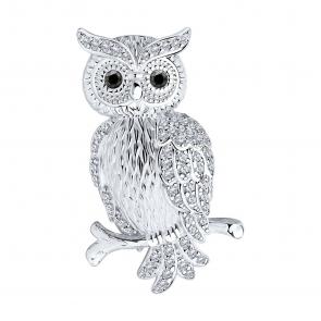 Серебряная брошь SOKOLOV с фианитом 94040062 фото