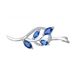 : Брошь из серебра с фианитами 94040069-91 фото