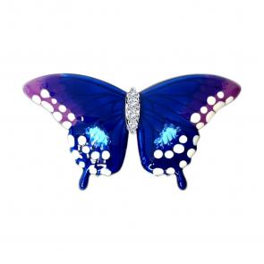 Серебряная брошь SOKOLOV с фианитом и эмалью 94040219 фото