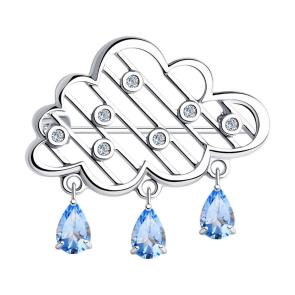 Серебряная брошь SOKOLOV с фианитом 94040257 фото