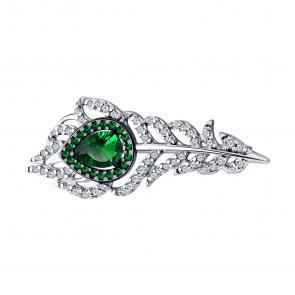 Серебряная брошь SOKOLOV с фианитом 94040277 фото