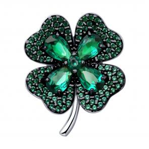 Серебряная брошь SOKOLOV с фианитом 94040279 фото