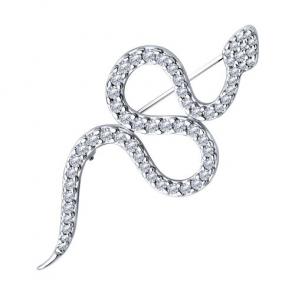 Серебряная брошь SOKOLOV с фианитом 94040287 фото