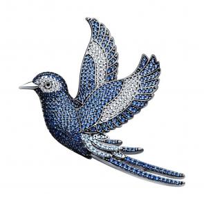 Серебряная брошь SOKOLOV с фианитом и шпинелью 94040301-91 фото