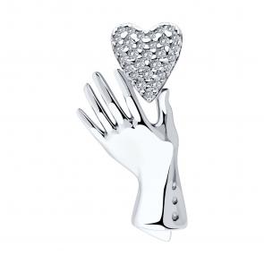 : Брошь из серебра с фианитами 94040307-91 фото