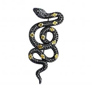 Серебряная брошь SOKOLOV с фианитом 94040314 фото