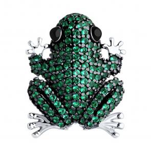 Серебряная брошь SOKOLOV с фианитом и эмалью 94040315 фото