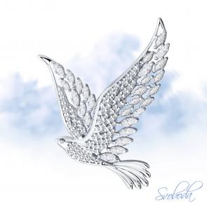 Серебряная брошь SOKOLOV с фианитом 94040327 фото