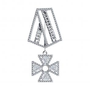 Серебряная брошь SOKOLOV с фианитом 94040333 фото