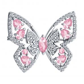 Серебряная брошь SOKOLOV с фианитом 94040338 фото