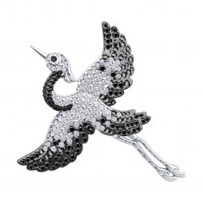 Серебряная брошь SOKOLOV с фианитом 94040353 фото