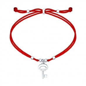 Текстильный шнурок с декоративным элементом из серебра SOKOLOV 94050375 фото