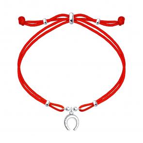 Текстильный шнурок с декоративным элементом из серебра Подкова SOKOLOV 94050376 фото