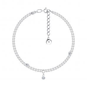 Серебряный браслет на ногу SOKOLOV с фианитом 94050414 фото