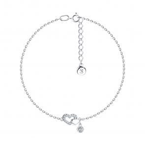 Серебряный браслет на ногу SOKOLOV с фианитом 94050416 фото