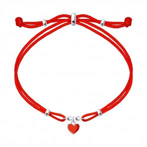 Текстильный шнурок с декоративным элементом из серебра SOKOLOV с эмалью 94050423 фото