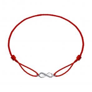 Текстильный шнурок с декоративным элементом из серебра Бесконечность SOKOLOV с фианитом 94050525 фото