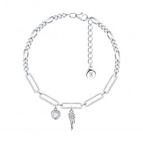 Серебряный браслет Крылья SOKOLOV с фианитом 94050770 фото