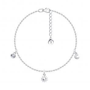 Серебряный браслет на ногу SOKOLOV с фианитом 94050801 фото