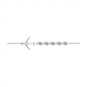 Серебряный браслет SOKOLOV с фианитом 94050964 фото