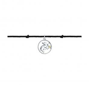 Текстильный шнурок с декоративным элементом из серебра SOKOLOV с фианитом 94051163 фото