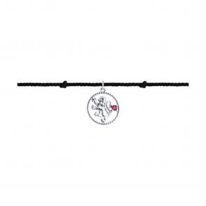 Текстильный шурок с декоративным элементом из серебра SOKOLOV с рубиновым корундом 94051167 фото