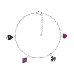 Серебряный браслет SOKOLOV с фианитом и рубиновым корундом 94051188 фото