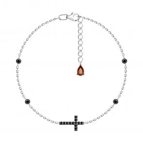 Серебряный браслет-крест SOKOLOV с фианитом 94051238 фото