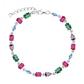 Серебряный браслет SOKOLOV с фианитом и рубиновым корундом 94051241 фото