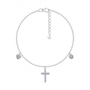 Серебряный браслет Крест SOKOLOV с фианитом 94051511 фото