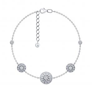 Серебряный браслет SOKOLOV с фианитом 94051538 фото