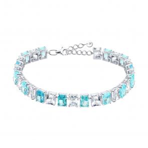 Серебряный браслет SOKOLOV с фианитом и аквамарином 94051624 фото