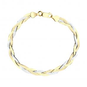 Браслет плетение Коса из лимонного серебра SOKOLOV 94054575 фото