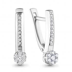 Серьги из белого золота AQUAMARINE с бриллиантом 940584 фото