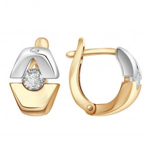 Золотые серьги AQUAMARINE с бриллиантом 940597к фото