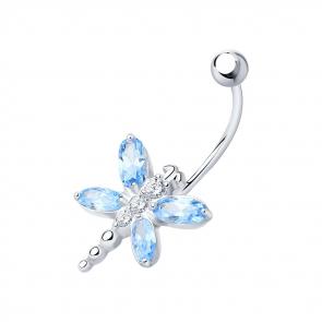 Серебряный пирсинг в пупок SOKOLOV с фианитом 94060025 фото