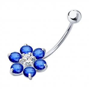 Серебряный пирсинг в пупок SOKOLOV с фианитом 94060041 фото
