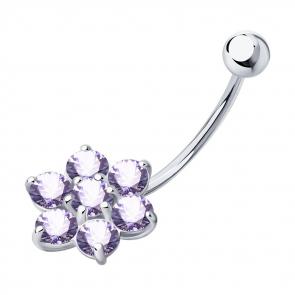 Серебряный пирсинг в пупок SOKOLOV с фианитом 94060042 фото