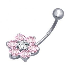 Серебряный пирсинг в пупок SOKOLOV с фианитом 94060043 фото