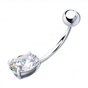 Серебряный пирсинг в пупок SOKOLOV с фианитом 94060056 фото