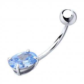 Серебряный пирсинг в пупок SOKOLOV с фианитом 94060058 фото