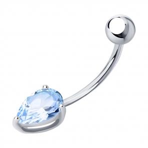 Серебряный пирсинг в пупок SOKOLOV с фианитом 94060068 фото