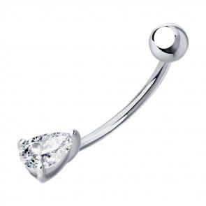 Серебряный пирсинг в пупок SOKOLOV с фианитом 94060071 фото