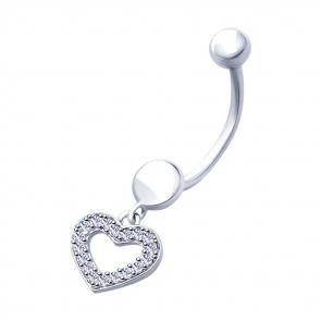 Серебряный пирсинг в пупок SOKOLOV с фианитом 94060083 фото