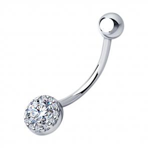 Серебряный пирсинг в пупок SOKOLOV с фианитом 94060097 фото